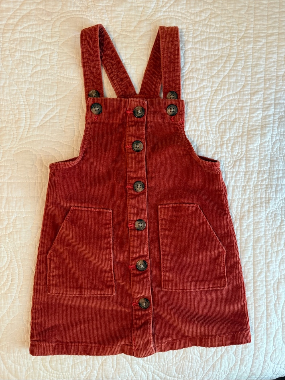 Wonder Nation Rust Girls Toddler Jumper Skirtall Overall Button Corduory